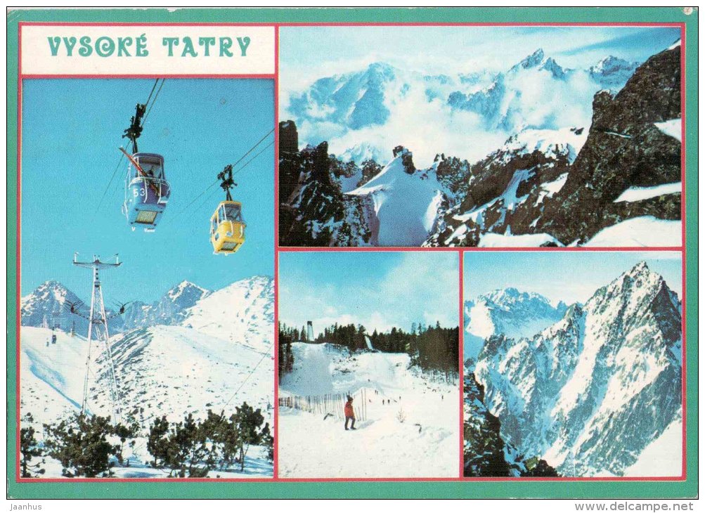 Skalnate Pleso - Slavkovsky peak - cable car - Vysoke Tatry - High Tatras - Czechoslovakia - Slovakia - used - JH Postcards