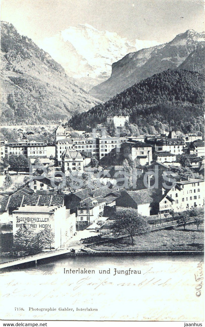 Interlaken und Jungfrau - 7158 - old postcard - 1902 - Switzerland - used - JH Postcards