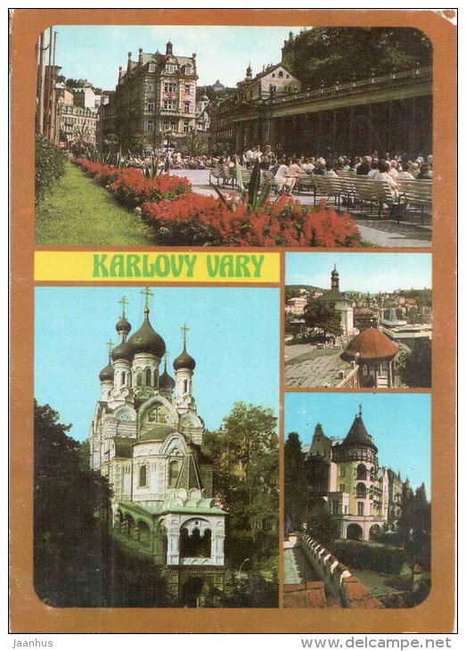 colonnade - Russian Church - spa - spa house Trocnov - Karlovy Vary - Karlsbad - Czechoslovakia - Czech - unused - JH Postcards