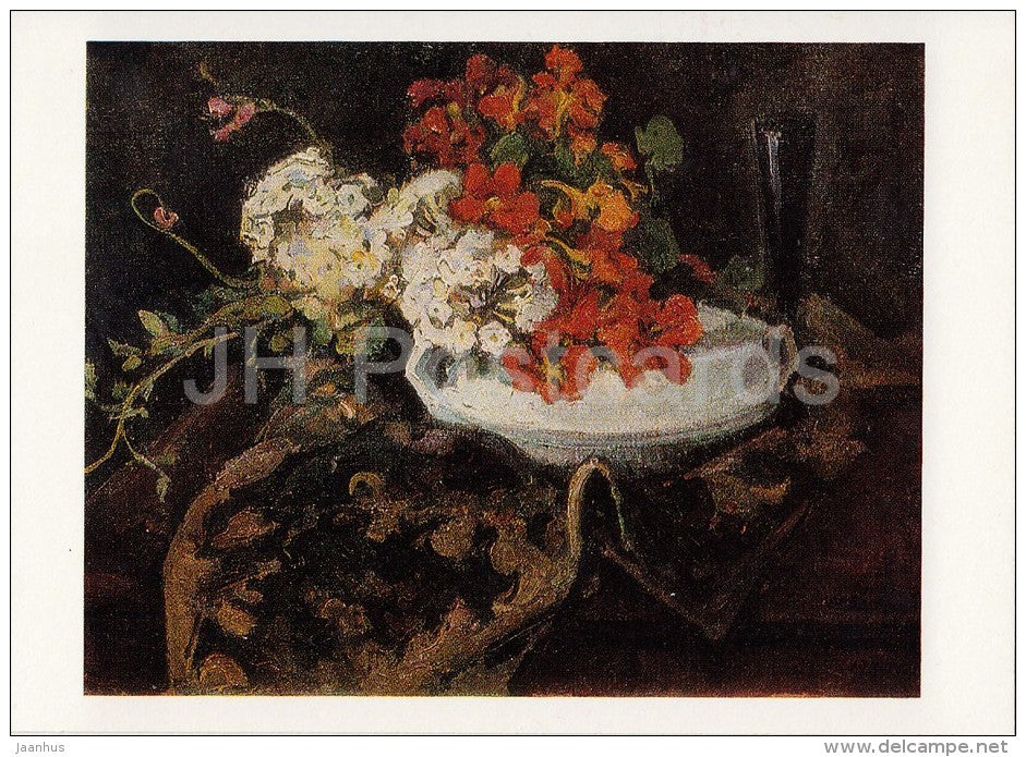 painting by A. Kuprin - Nasturtiums , 1930 - flowers - Russian art - Russia USSR - unused - JH Postcards