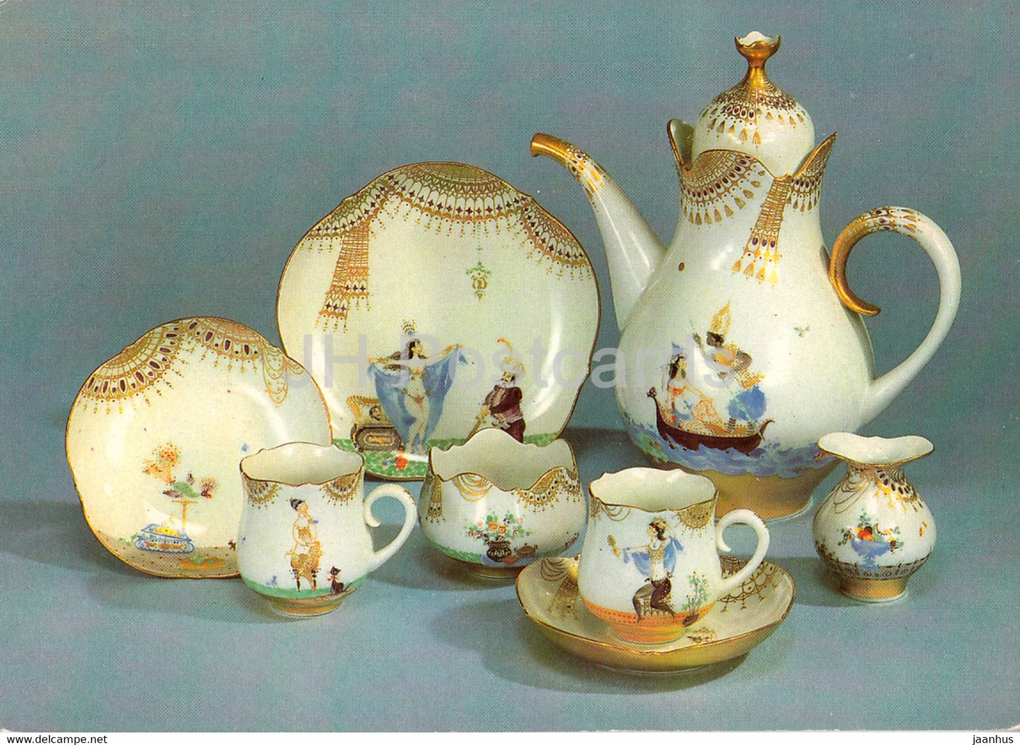 Schauhalle Porzellansammlung - Kaffeeservice - Coffee Service - Meissen - porcelain - Germany DDR - unused - JH Postcards