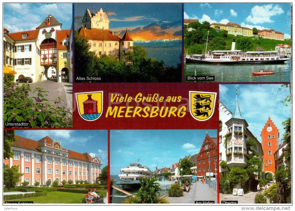 Viele Grüsse aus Meersburg - Unterstadttor - Altes Schloss - Am Hafen - Obertor - Germany - 2008 gelaufen - JH Postcards