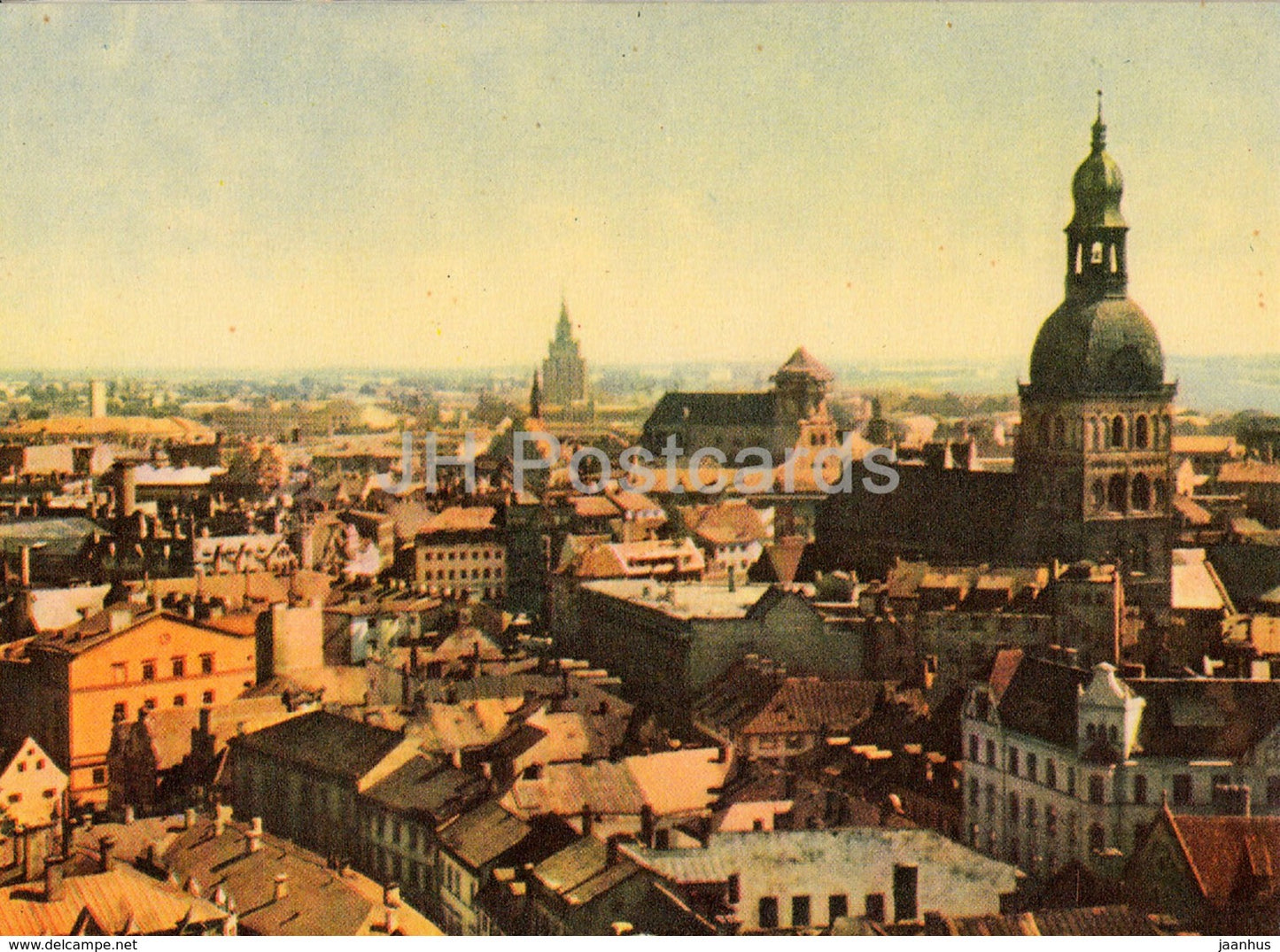 Riga - A Panoramic View of Riga - old postcard - Latvia USSR - unused - JH Postcards