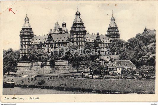 Aschaffenburg - Schloss - castle - old postcard - 1936 - Germany - used - JH Postcards