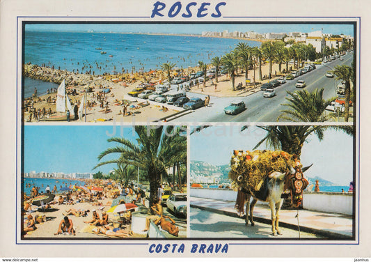 Costa Brava - Rosas - Roses - Vistas Diversas - Various Views - beach - multiview - Spain - used - JH Postcards