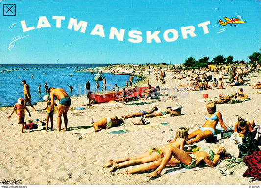 Latmanskort - beach - 1979 - Sweden - used - JH Postcards