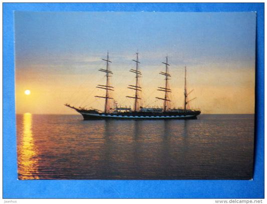 russian barque Krusenstern - sailing ship - USSR Russia - 1987 - unused - JH Postcards