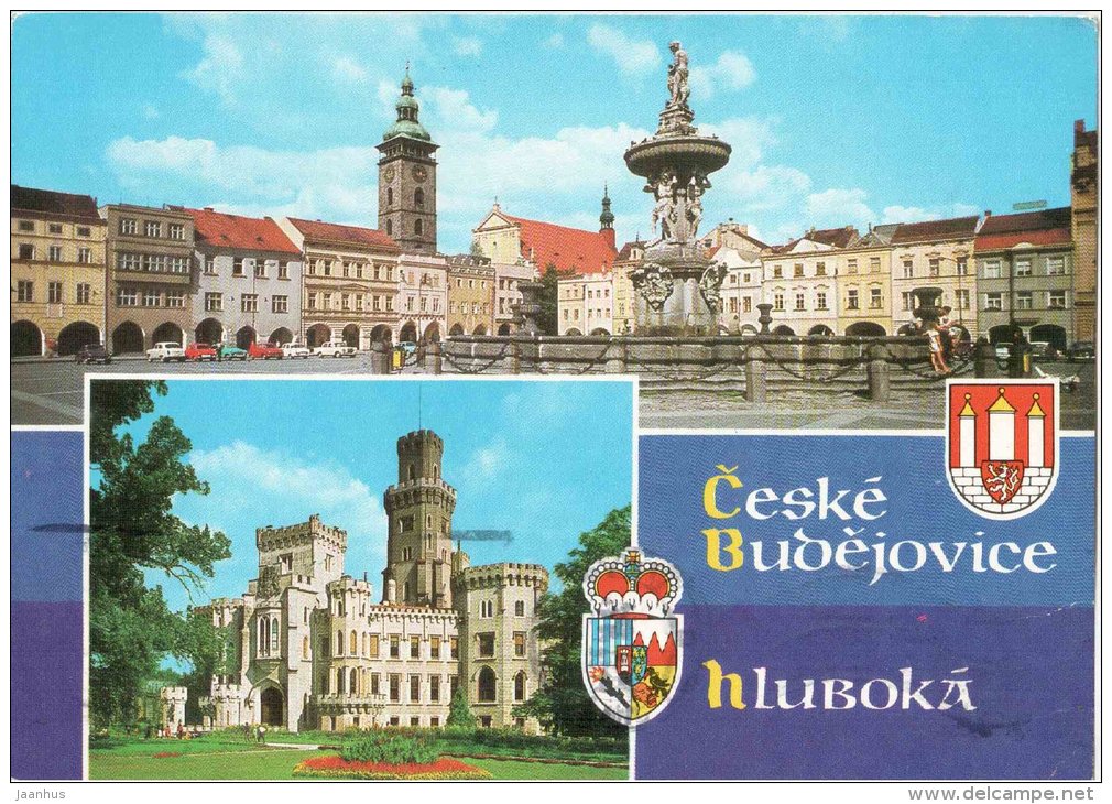 Ceske Budejovice - Hluboka - castle - Czechoslovakia - Czech - used 1975 - JH Postcards