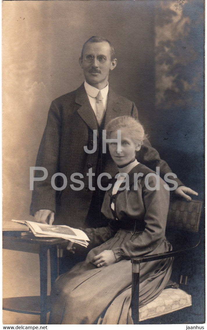 couple - woman and man - Phot Ad Sander - old postcard - Germany - unused - JH Postcards