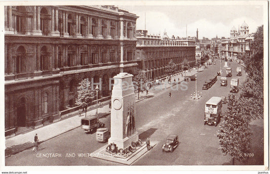 London - Cenotaph And White Hall - Valentine - bus - car - old postcard - England - United Kingdom - unused - JH Postcards
