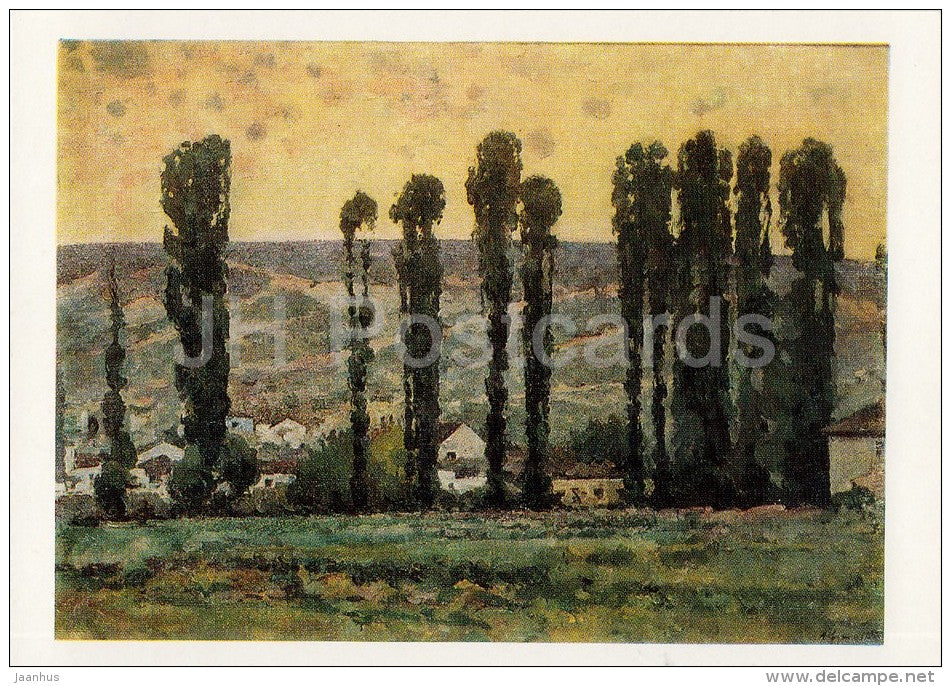 painting by A. Kuprin - Poplars . Bakhchisaray , 1927 - Russian art - Russia USSR - unused - JH Postcards