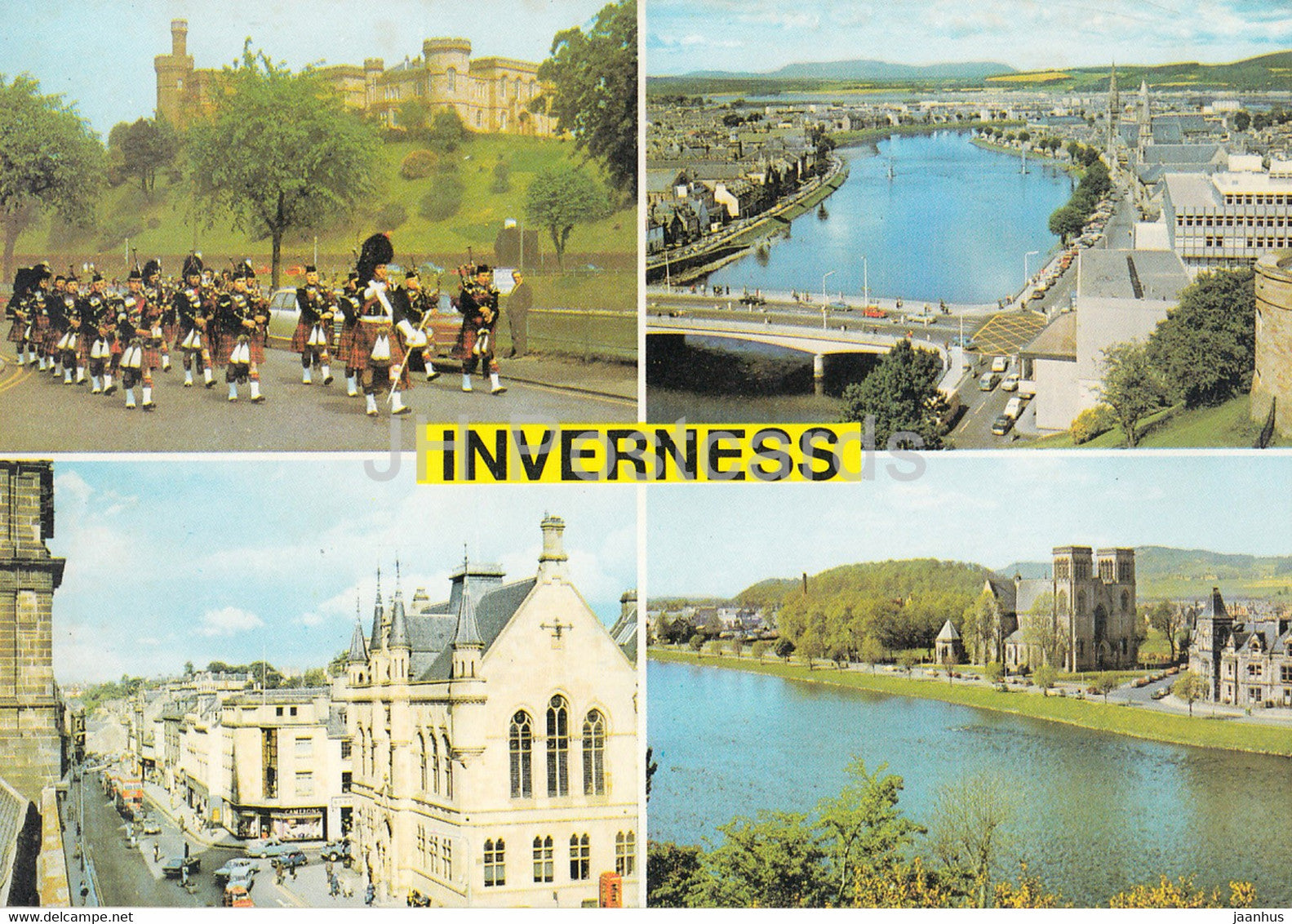 Inverness - British Legion Pipe Band and Castle - High St and Town House - R Ness - Scotland - United Kingdom - unused - JH Postcards