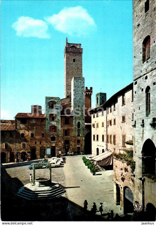 Citta si San Gimignano - Piazza della Cisterna e Torri Ardinghelli - Cistern Square - tower - 12107 - Italy - unused - JH Postcards