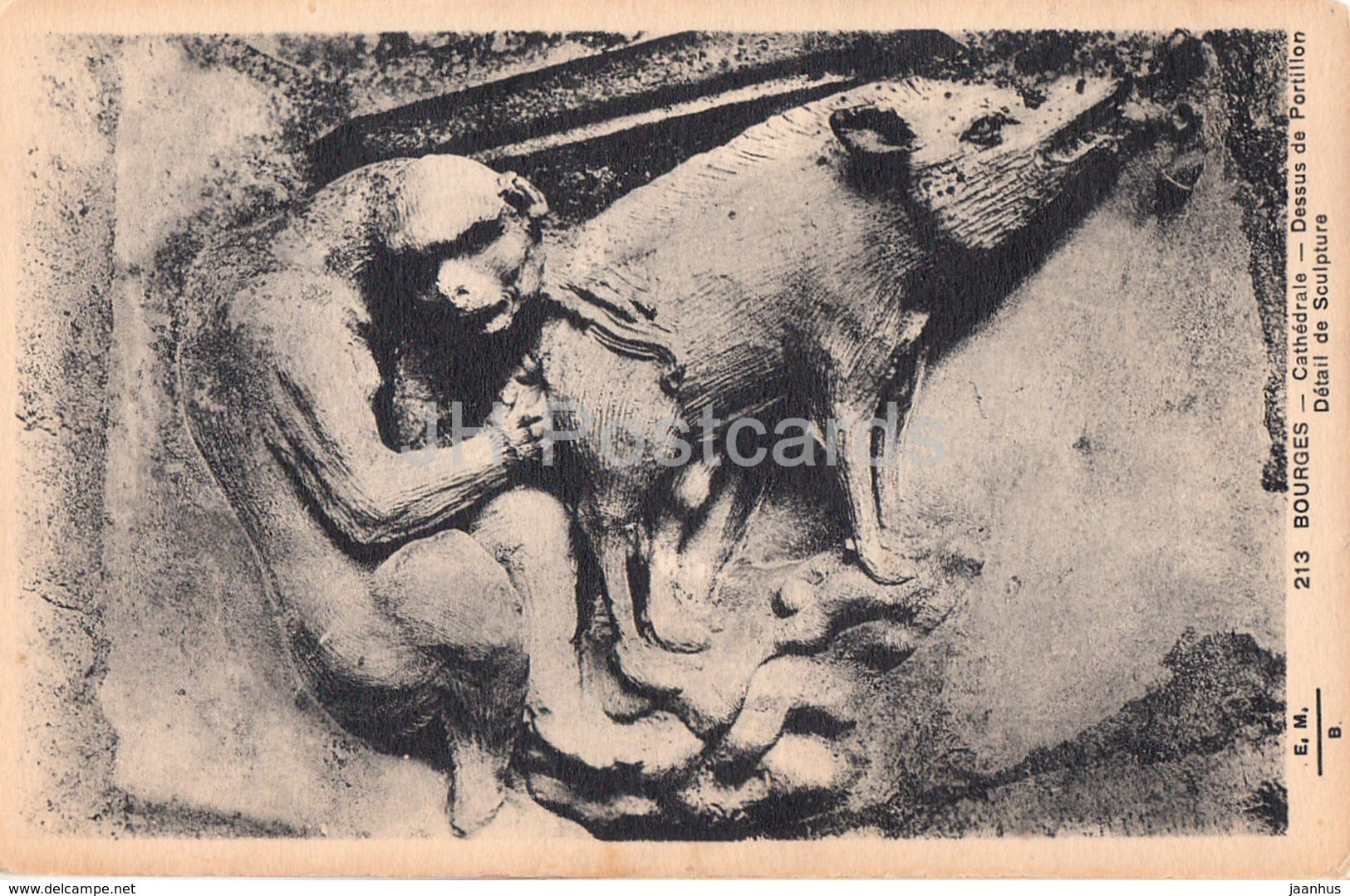 Bourges - Cathedrale - Dessus de Portillon - Detail de Sculpture - cathedral - 213 - old postcard - France - unused