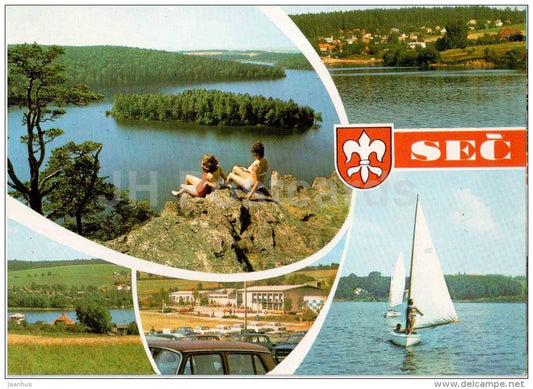 Sec - artificial lake on the Chrudimka - sailing boat - Czechoslovakia - Czech - used - JH Postcards