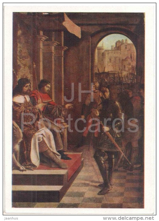 painting by Saint Sebastian Master - Knights of the Throne - french art - unused - JH Postcards