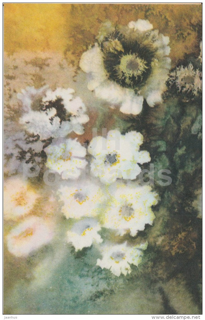 Flowers composition - illustration - 1976 - Latvia USSR - used - JH Postcards