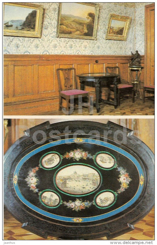 Chintz room - Table with the views od Rome - Alupka Palace Museum - Crimea - 1989 - Ukraine USSR - unused - JH Postcards