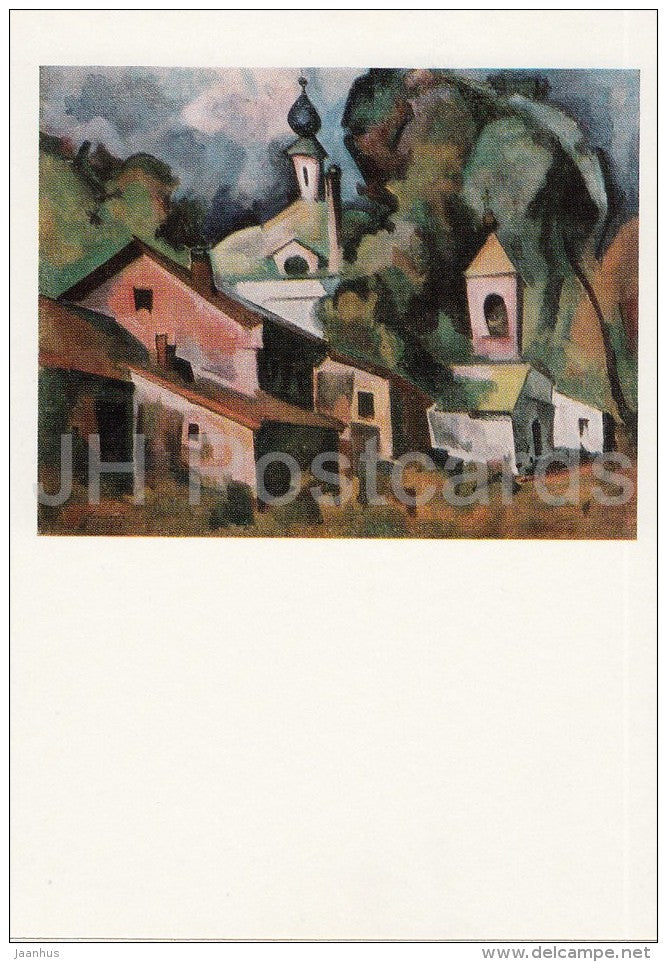 painting by A. Kuprin - Moscow . Landscape with Church , 1918 - Russian art - Russia USSR - unused - JH Postcards