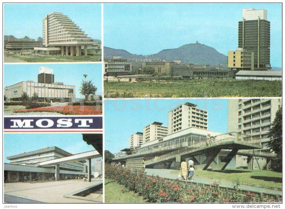 Most - modern architecture - town views - Czechoslovakia - Czech - unused - JH Postcards