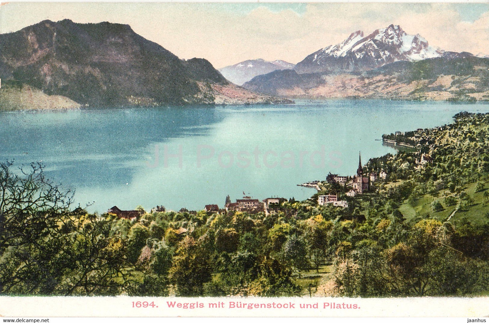 Weggis mit Burgenstock und Pilatus - 1694 - old postcard - Switzerland - unused - JH Postcards