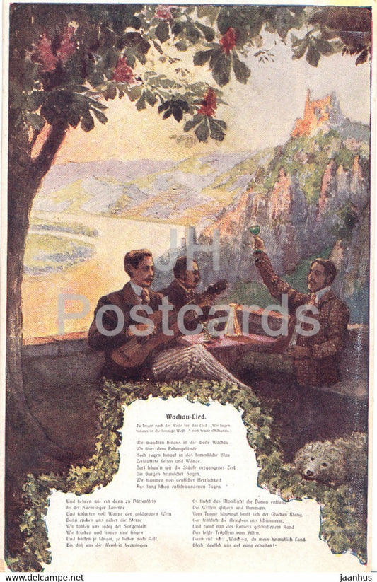 Wachau Lied - illustration - song lyrics - old postcard - Germany - unused - JH Postcards