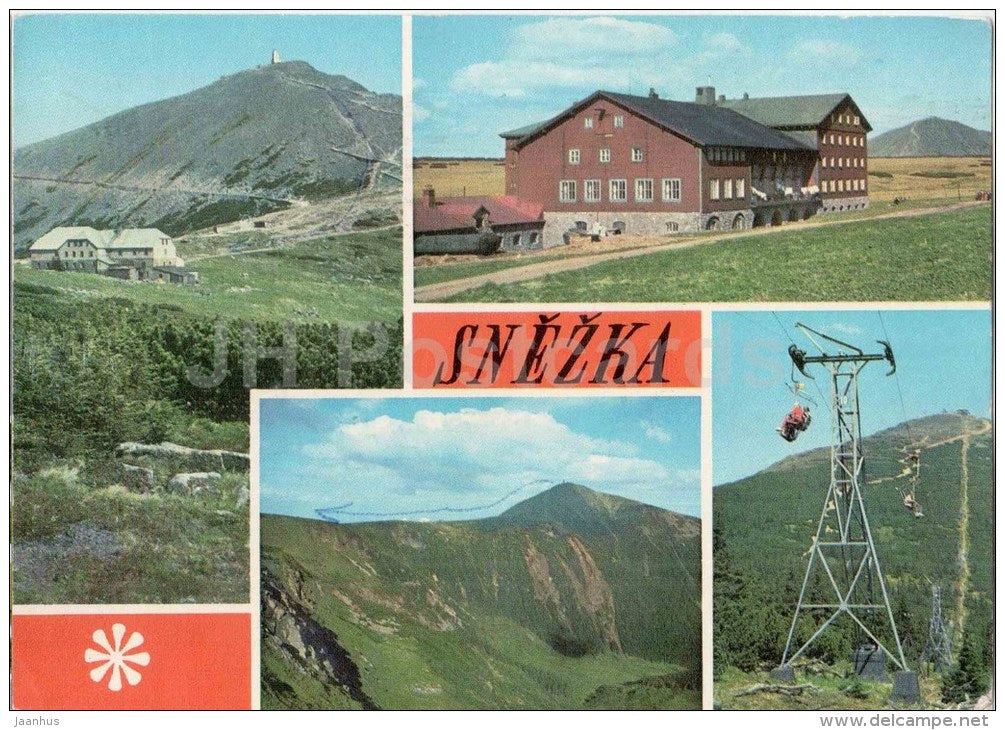 Krkonose - Snezka mountains - Lucni hut - cable car - Czechoslovakia - Czech - used 1972 - JH Postcards