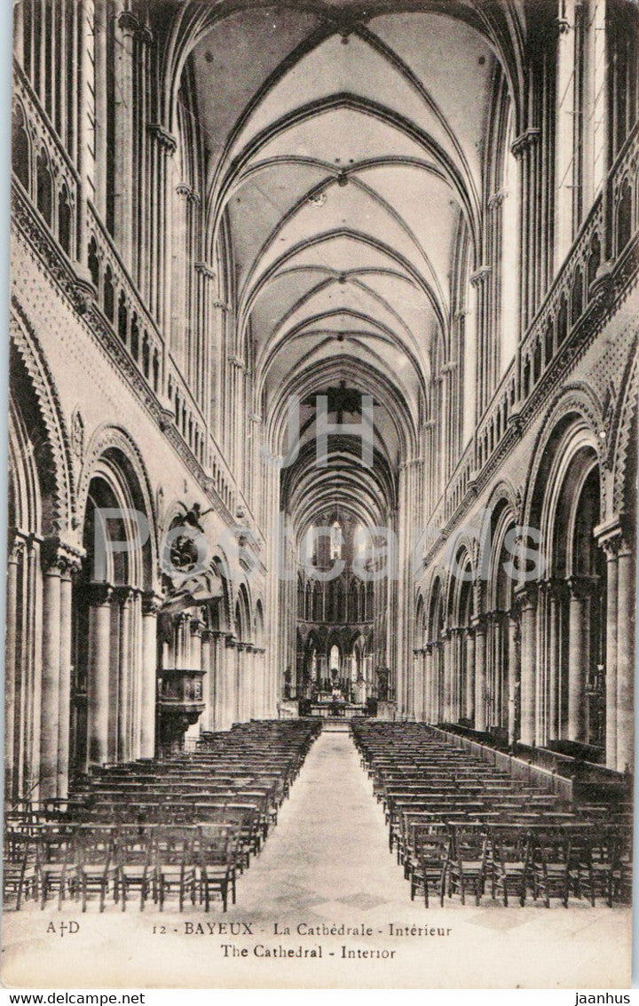 Bayeux - La Cathedrale - Interieur - 12 - cathedral - old postcard - France - unused - JH Postcards