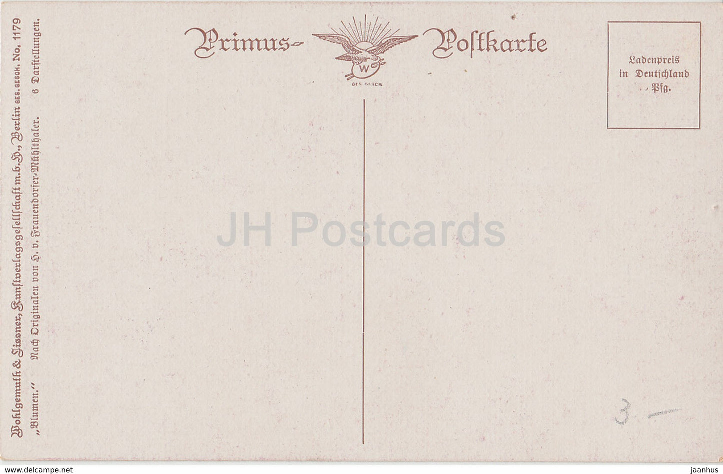 fleurs dans un vase - roses - Frauendorfer Muhlthaler - illustration - 1179 - carte postale ancienne - Allemagne - inutilisée