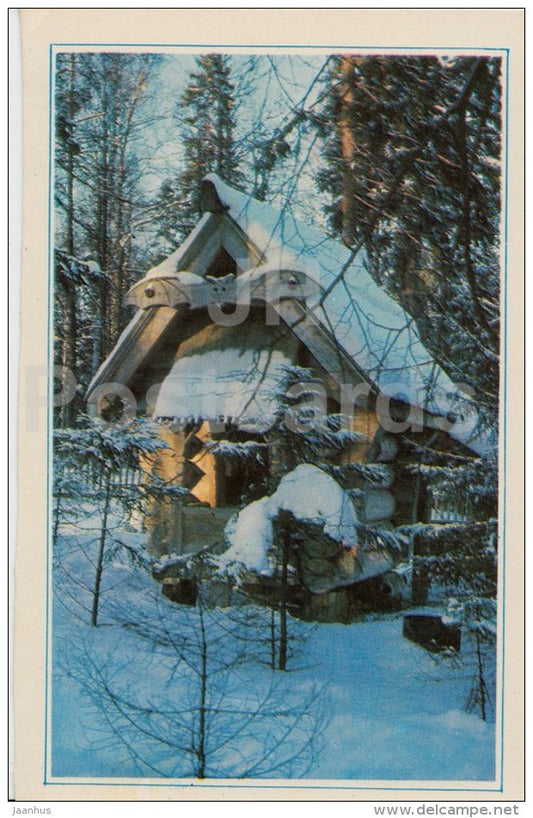 winter hut - forest - Russia USSR - unused - JH Postcards