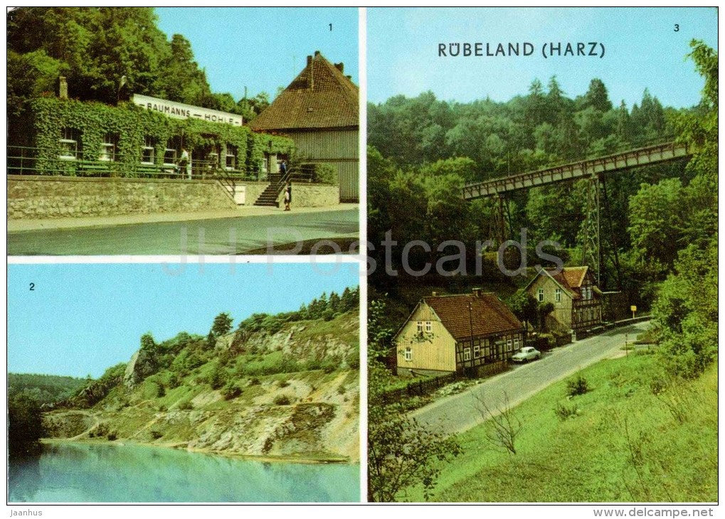 Rübeland , Harz - Eingang zur Baumannshöhle - Am Blauen See - Kreuztalbrücke - Germany - 1974 gelaufen - JH Postcards