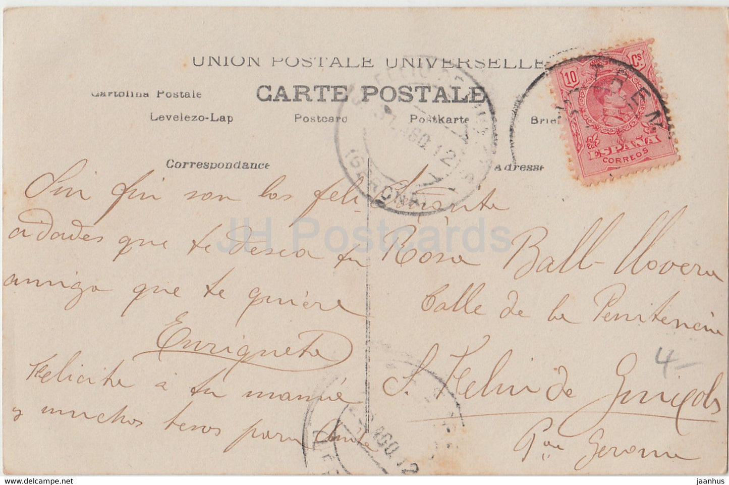 young woman - letter - AN Paris 892 - old postcard - Spain - used