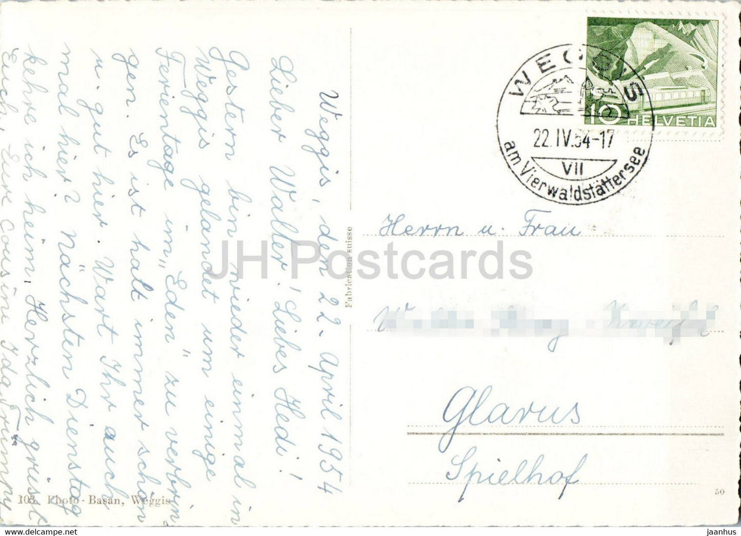 Weggis - Neuer Quai - 103 - 1954 - old postcard - Switzerland - used