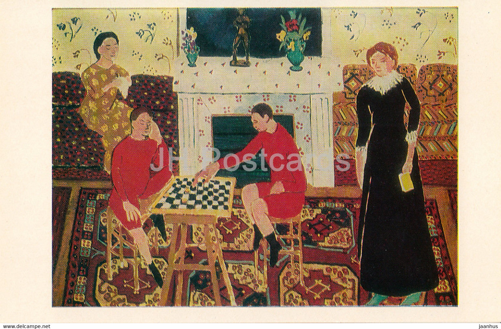 painting by Henri Matisse - The Artist's Family - chess - French art - 1980 - Russia USSR - unused - JH Postcards