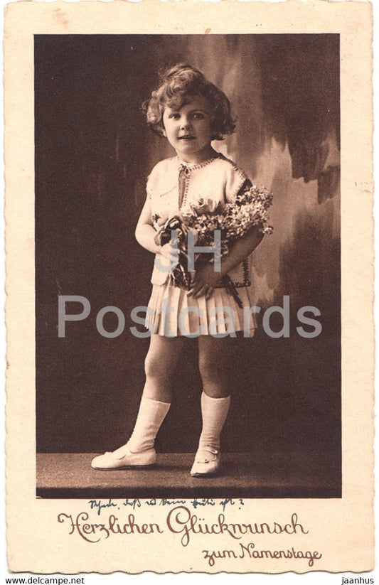 Greeting Card - Herzlichen Gluckwunsch zum Namenstage - girl - LP 4023 - old postcard - Germany - used - JH Postcards