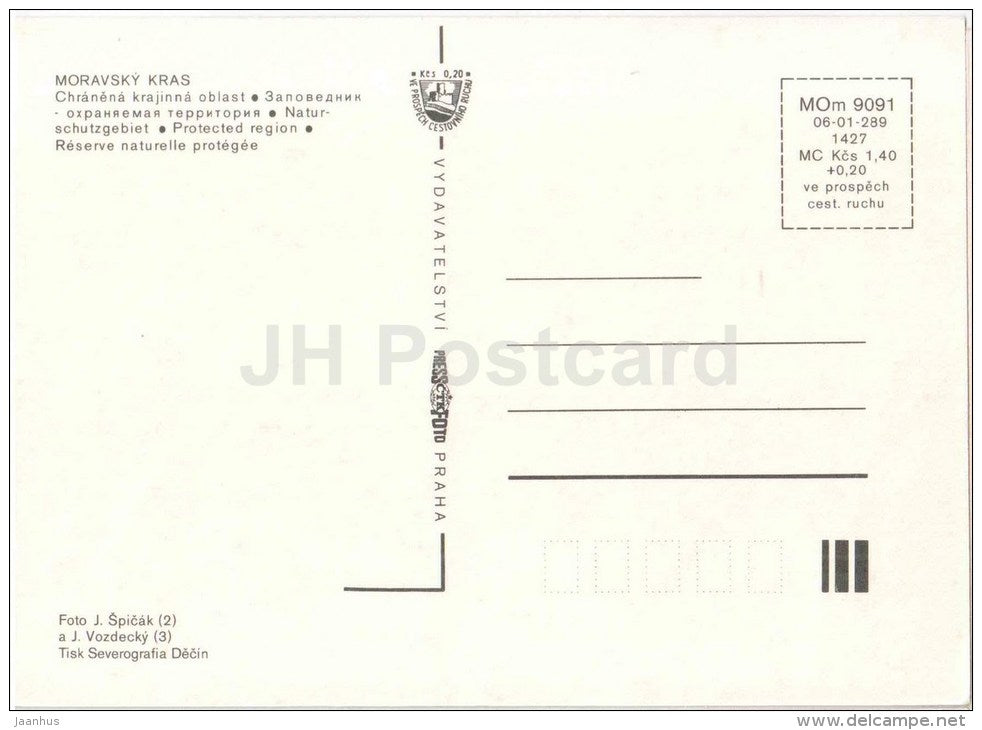 Moravsky Kras - protected region - stalactite - flowers - Czechoslovakia - Czech - unused - JH Postcards