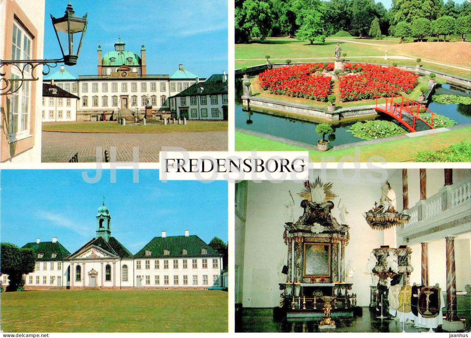 Fredensborg slot - castle - garden - church - multiview - FRD 6 - Denmark - unused - JH Postcards