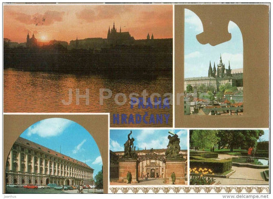 Hradcany - panorama - Czernin Palace - St. Vitus cathedral -  Praha - Prague - Czechoslovakia - Czech - used 1987 - JH Postcards