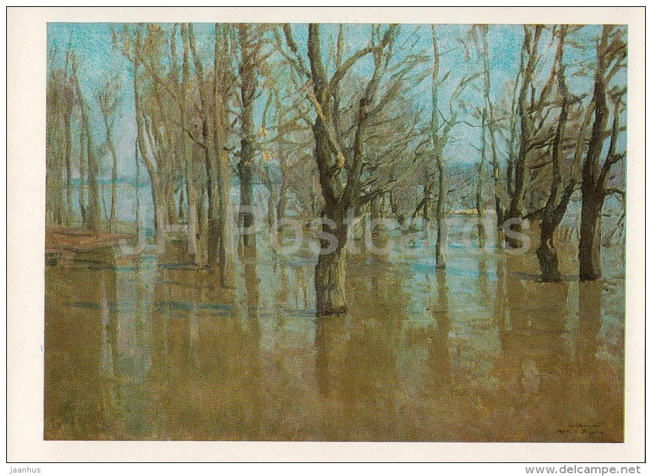 painting by A. Gritsai - High Water , 1964 - Russian art - 1986 - Russia USSR - unused - JH Postcards