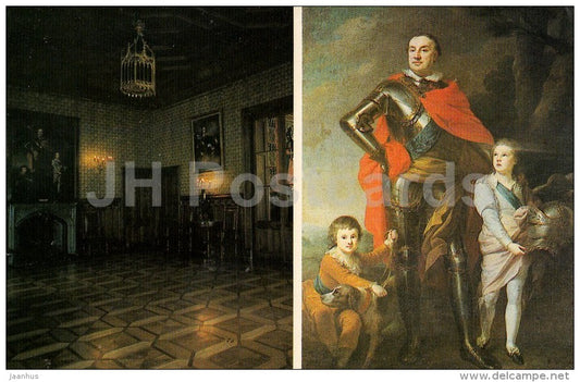 Front hall . Portrait of Branitsky with His Sons - Alupka Palace Museum - Crimea - 1989 - Ukraine USSR - unused - JH Postcards