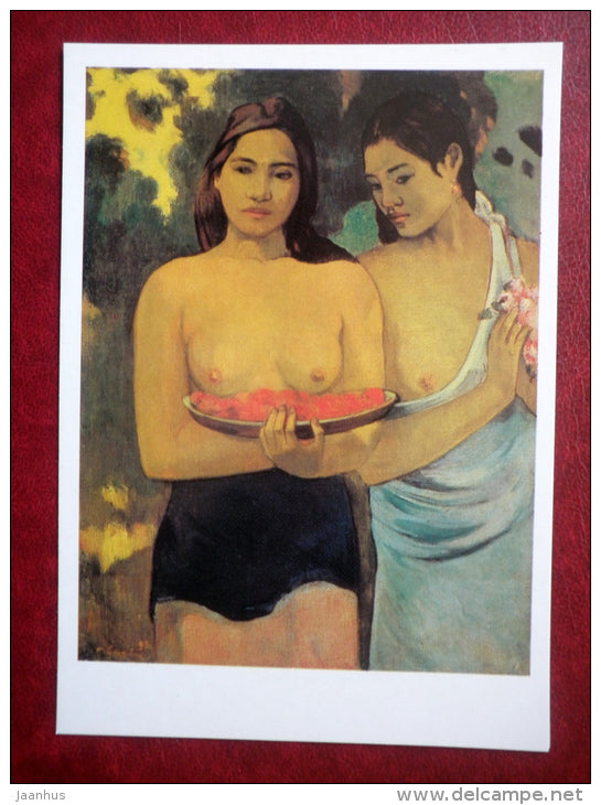 painting by Paul Gauguin - Two Tahitian Women - french art - unused - JH Postcards