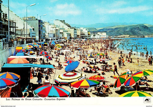 Las Palmas de Gran Canaria - Vista de la Playa de Las Canteras - beach - Spain - unused - JH Postcards