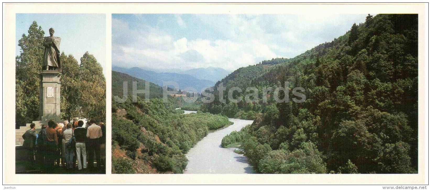 monument to Ossetian poet Kosta Khetagurov - Tskhinvali - Ossetia - 1983 - Georgia USSR - unused - JH Postcards