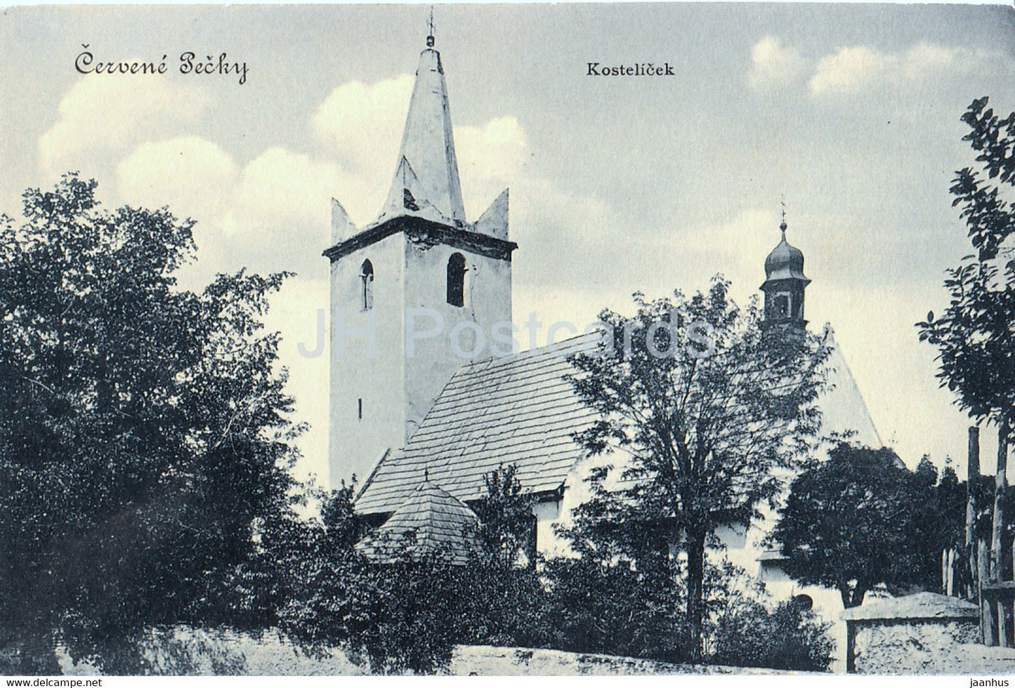 Cervene Pecky - Kostelicek - church - old postcard - 1911 - Czech Republic - used - JH Postcards