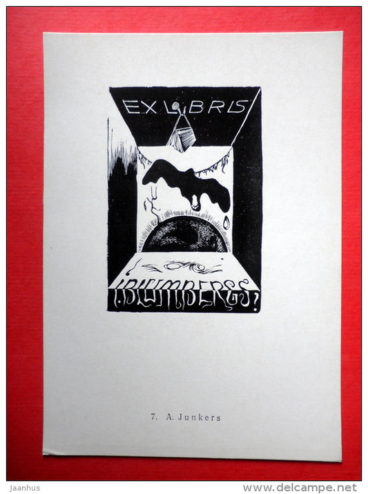 Ex Libris - I. Blumbergs - illustration by A. Junkers - 1977 - Latvia USSR - unused - JH Postcards