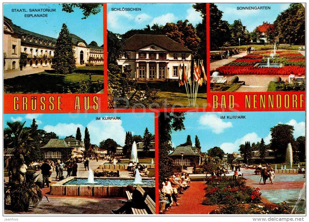 Grüsse aus Bad Nenndorf - Sanatorium Esplanade - Schlösschen - Sonnengarten - Kurpark - Germany - 1983 gelaufen - JH Postcards