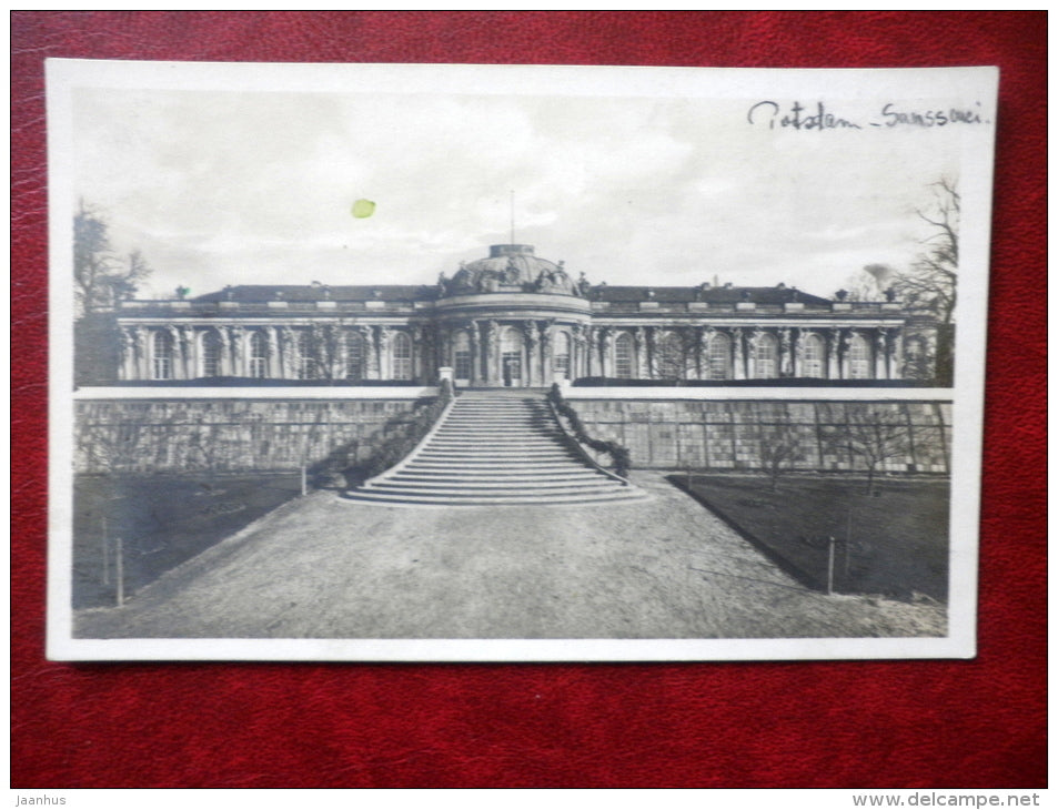 Schloss Gartenseite Sanssouci , Potsdam - old postcard, circulated in 1923 - Germany - used - JH Postcards