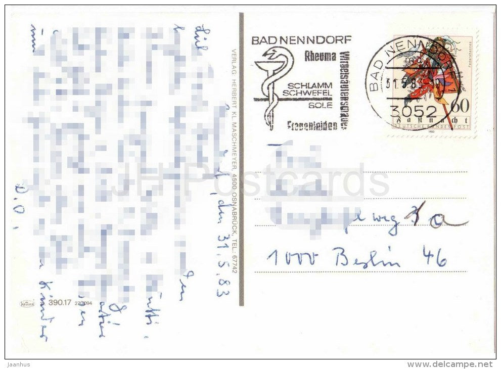 Grüsse aus Bad Nenndorf - Sanatorium Esplanade - Schlösschen - Sonnengarten - Kurpark - Germany - 1983 gelaufen - JH Postcards