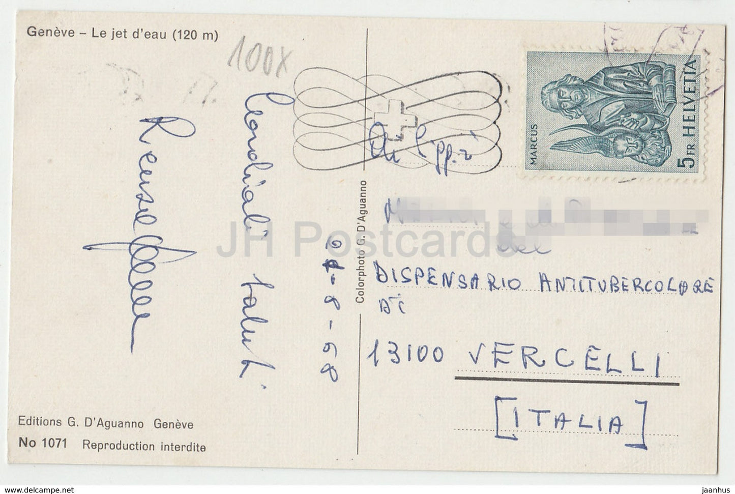 Geneve - Geneva - Le Jet d'eau 120 m - Switzerland - 1968 - used