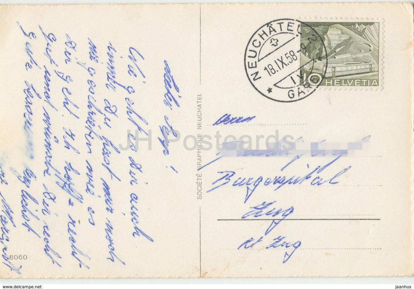 Souvenir de Neuchatel - multiview - 8060 - 1 - Switzerland - 1958 - used